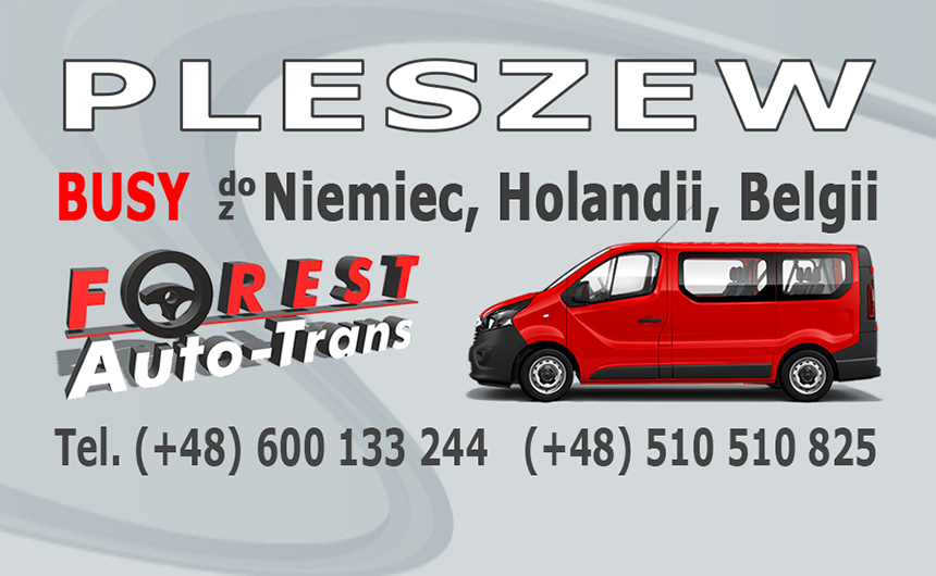 PLESZEW - busy do Niemiec, Holandii i Belgii z Pleszewa lub do Pleszewa
