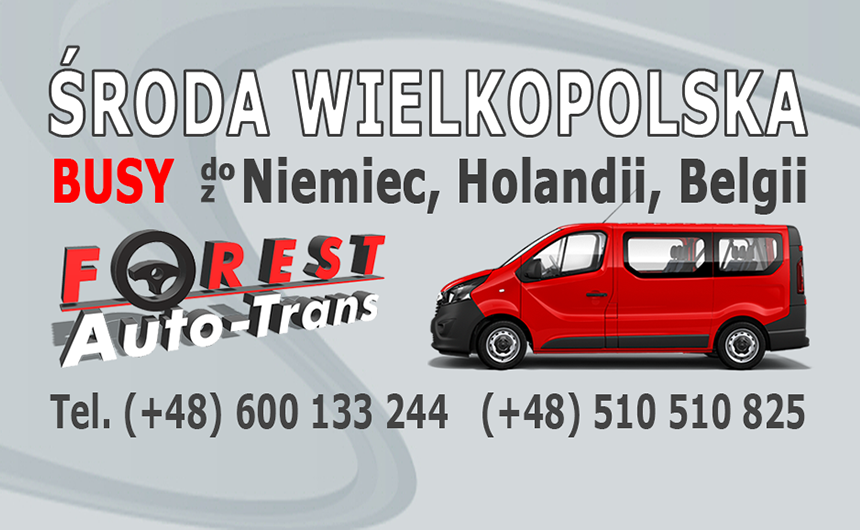 ŚRODA WIELKOPOLSKA - busy do Niemiec, Holandii i Belgii ze Środy Wielkopolskiej lub do Środy Wielkopolskiej